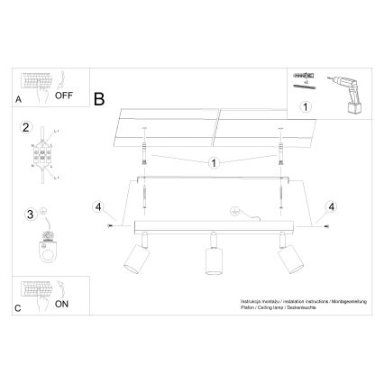 Bodové svítidlo VERDO 3xGU10/10W/230V bílá/buk