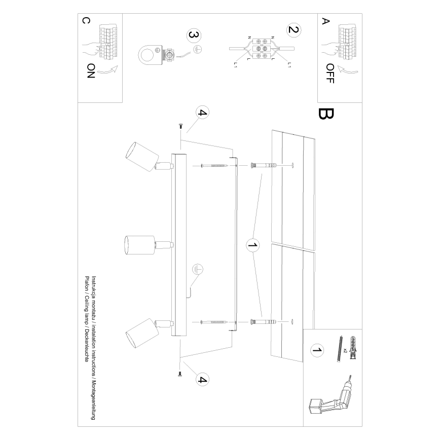 Bodové svítidlo VERDO 3xGU10/10W/230V černá/buk