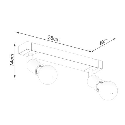 Bodové svítidlo ZUCA 2xE27/15W/230V černá/dub