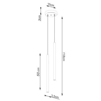 Lustr na lanku PASTELO 2xG9/8W/230V černá