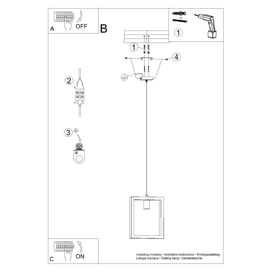 Lustr na lanku ARIES 1xE27/15W/230V buk/bílá