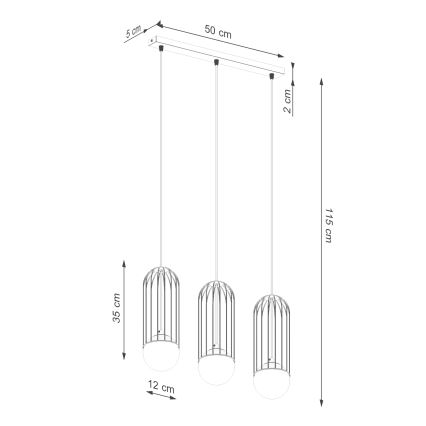 Lustr na lanku BRINA 3xG9/8W/230V černá