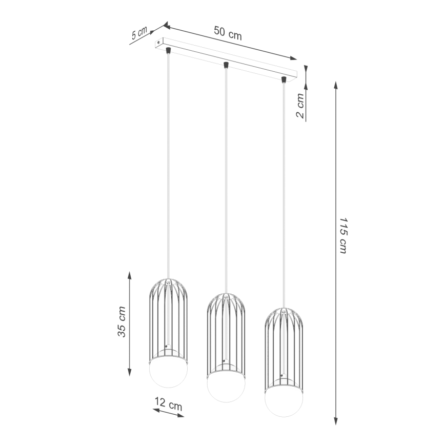 Lustr na lanku BRINA 3xG9/8W/230V černá