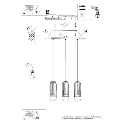 Lustr na lanku BRINA 3xG9/8W/230V černá
