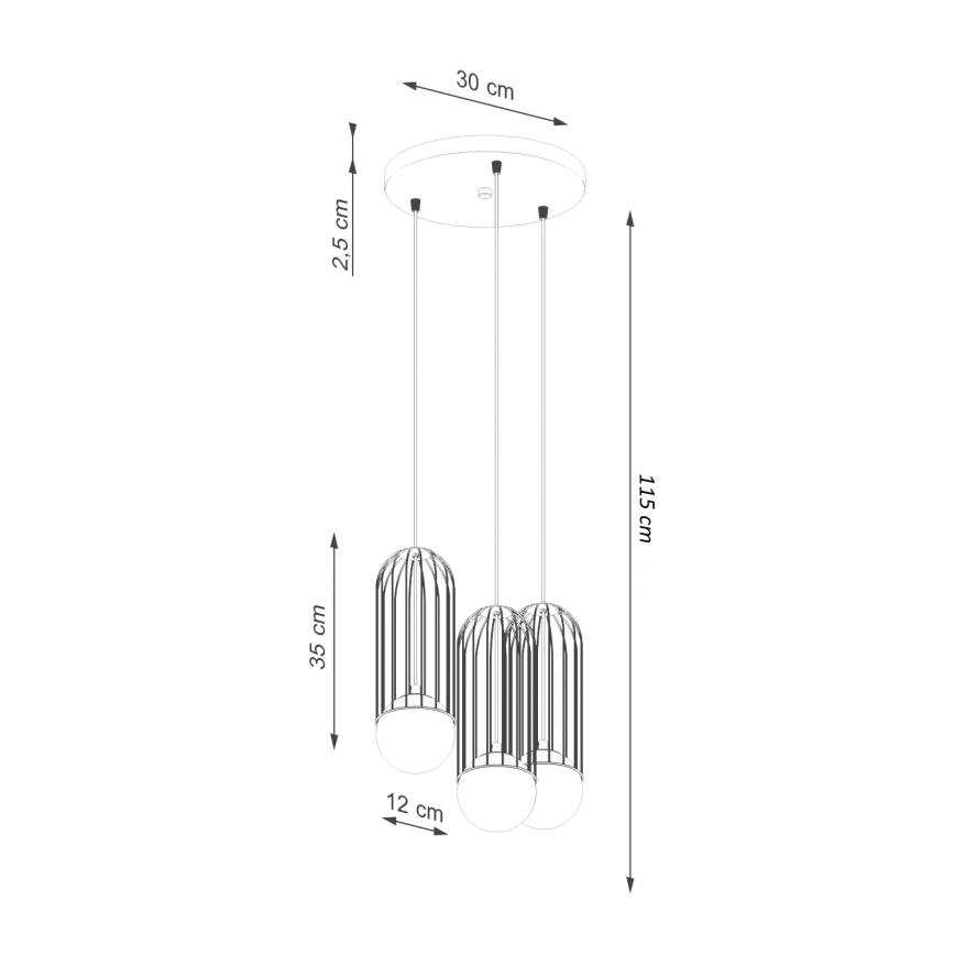 Lustr na lanku BRINA 3xG9/8W/230V černá