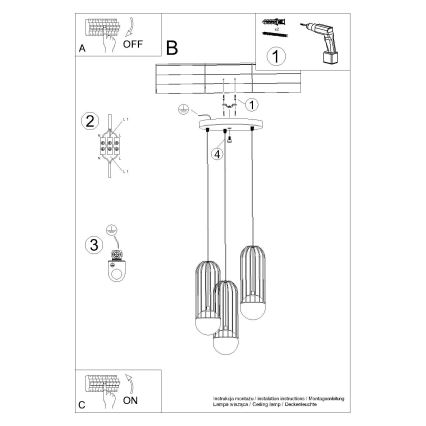Lustr na lanku BRINA 3xG9/8W/230V černá