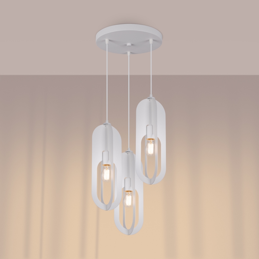 Lustr na lanku NICUS 3xE27/15W/230V bílá