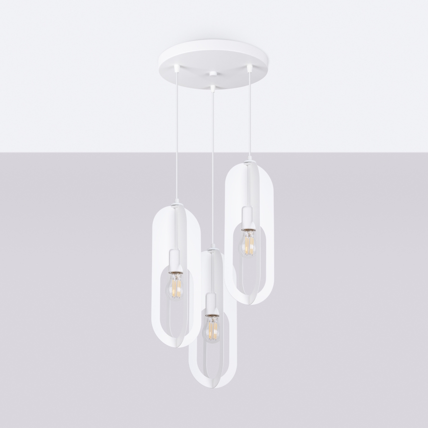 Lustr na lanku NICUS 3xE27/15W/230V bílá