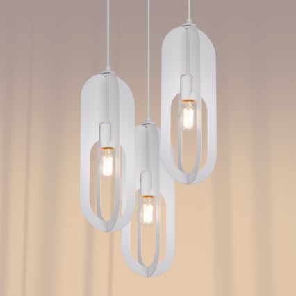 Lustr na lanku NICUS 3xE27/15W/230V bílá