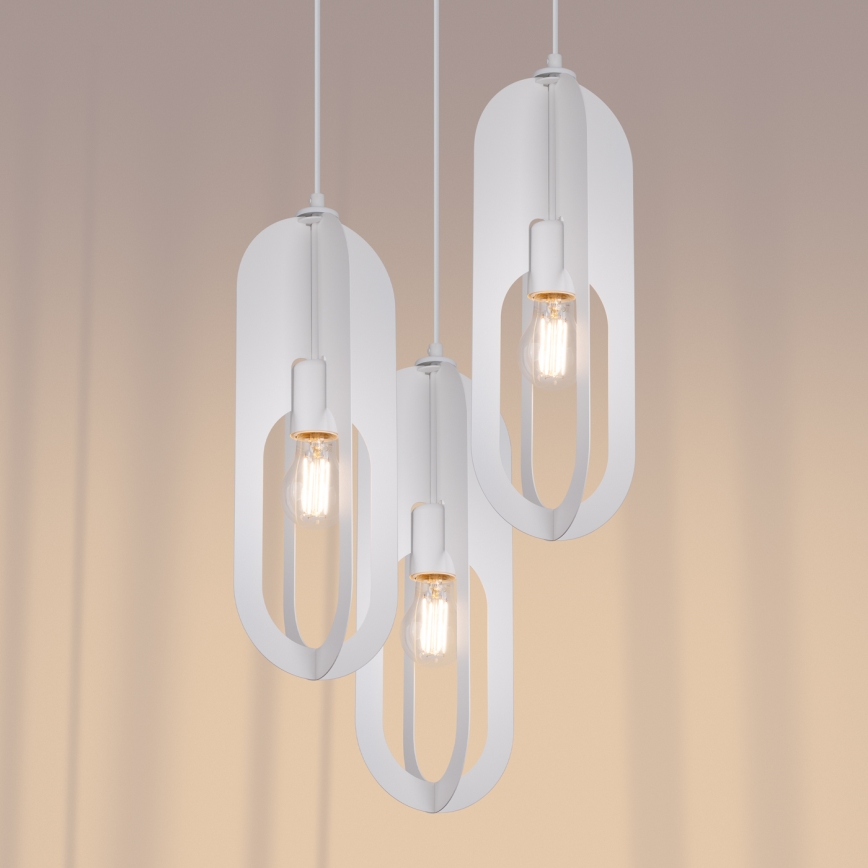 Lustr na lanku NICUS 3xE27/15W/230V bílá