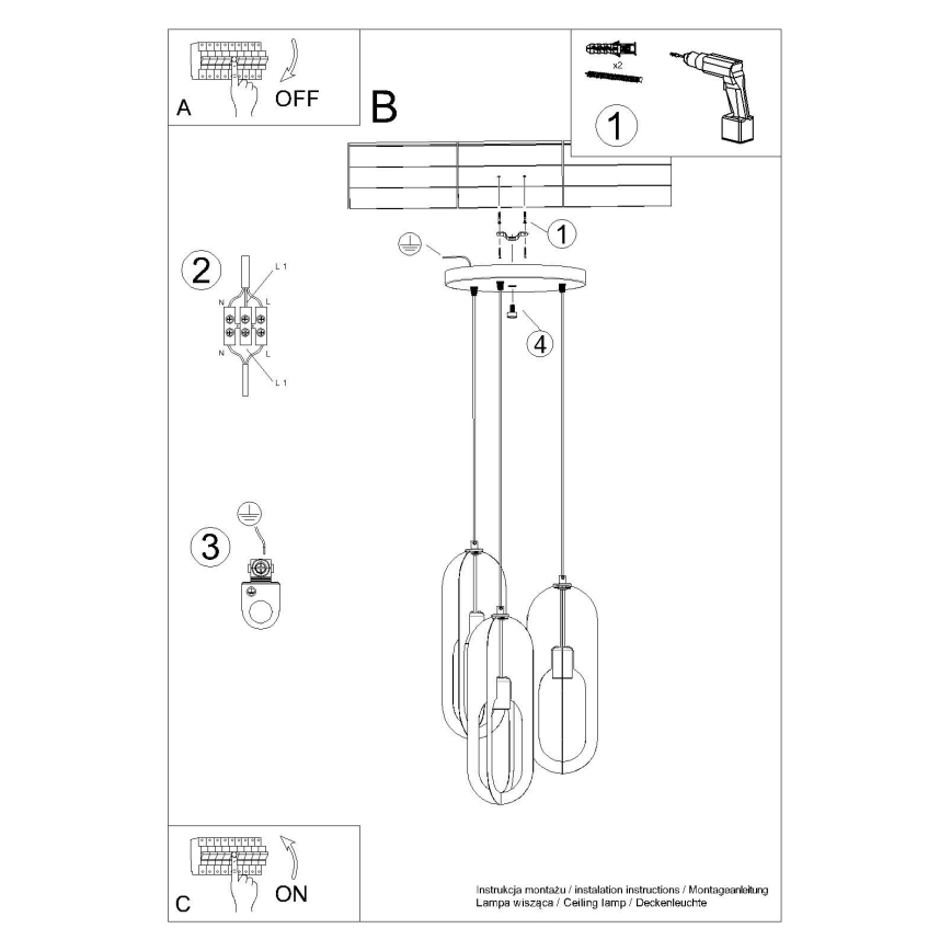 Lustr na lanku NICUS 3xE27/15W/230V bílá