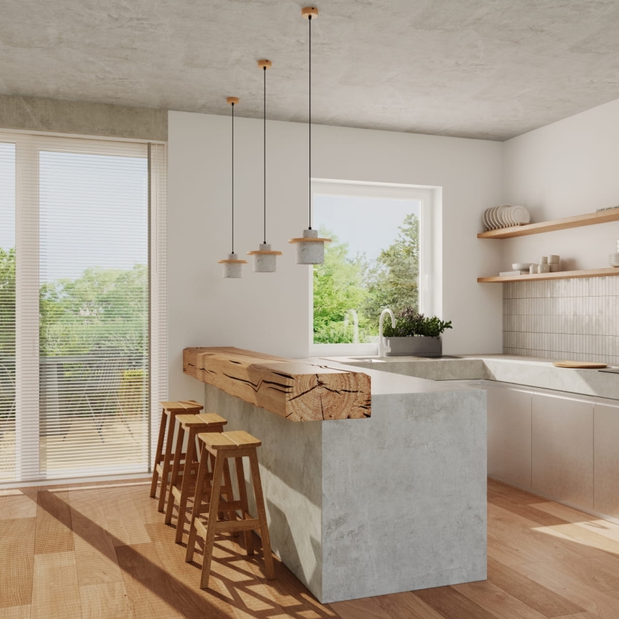 Lustr na lanku MAB 1xE27/15W/230V pr. 22 cm beton/šedá