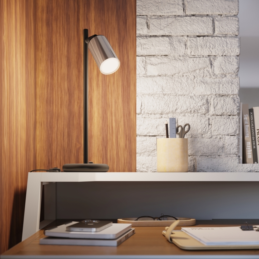 Stolní lampa WINX 1xGU10/10W/230V černá/lesklý chrom