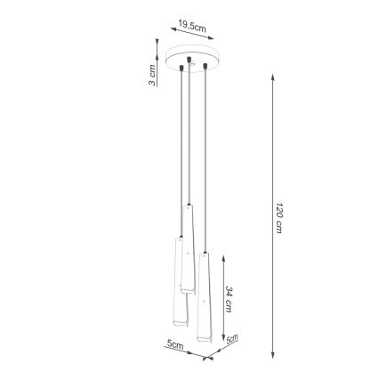 Lustr na lanku PRYSM 3xG9/8W/230V černá