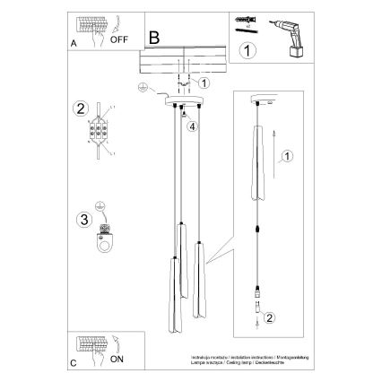 Lustr na lanku PRYSM 3xG9/8W/230V černá