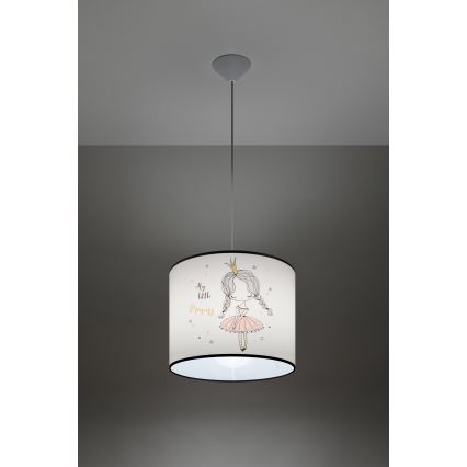 Dětský lustr na lanku PRINCESS 1xE27/15W/230V pr. 30 cm princezna