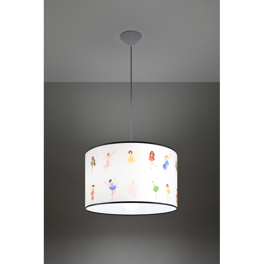 Dětský lustr na lanku FAIRY 1xE27/15W/230V pr. 40 cm víla