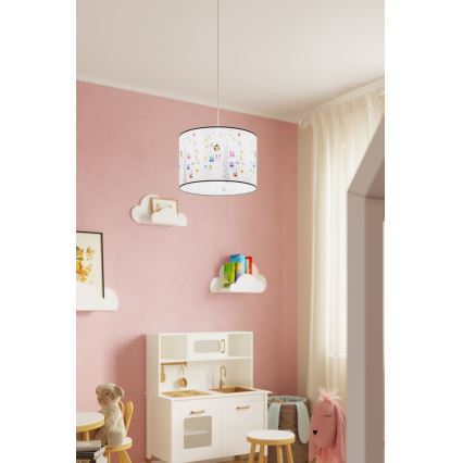 Dětský lustr na lanku OWLS 1xE27/15W/230V pr. 30 cm sovy