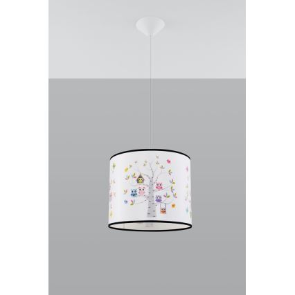 Dětský lustr na lanku OWLS 1xE27/15W/230V pr. 30 cm sovy