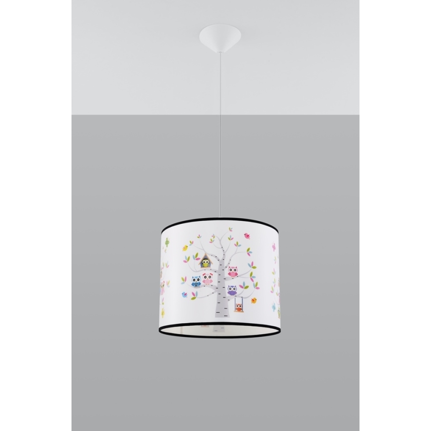 Dětský lustr na lanku OWLS 1xE27/15W/230V pr. 30 cm sovy