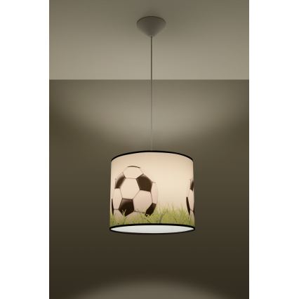 Dětský lustr na lanku FOOTBALL 1xE27/15W/230V pr. 30 cm fotbal