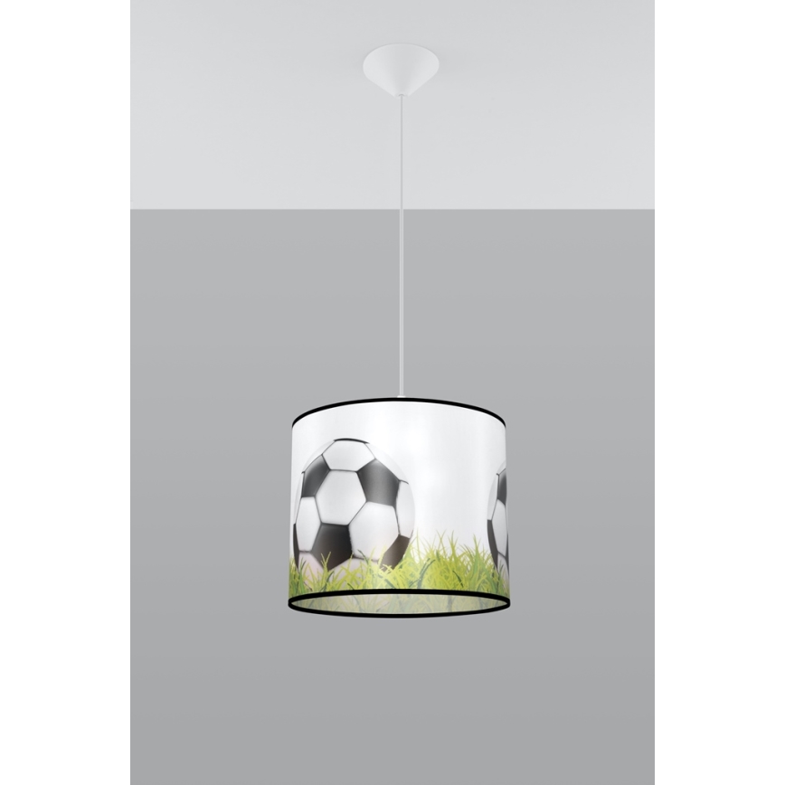 Dětský lustr na lanku FOOTBALL 1xE27/15W/230V pr. 30 cm fotbal