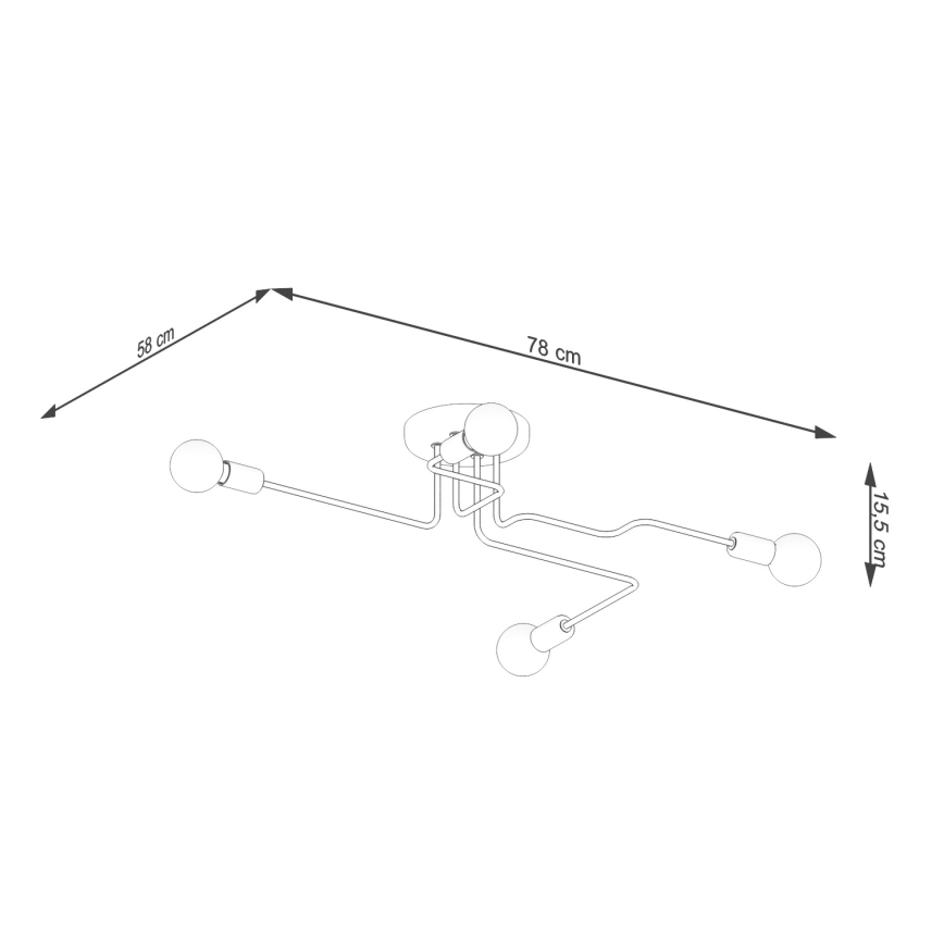 Přisazený lustr VECTOR 4xE27/15W/230V černá