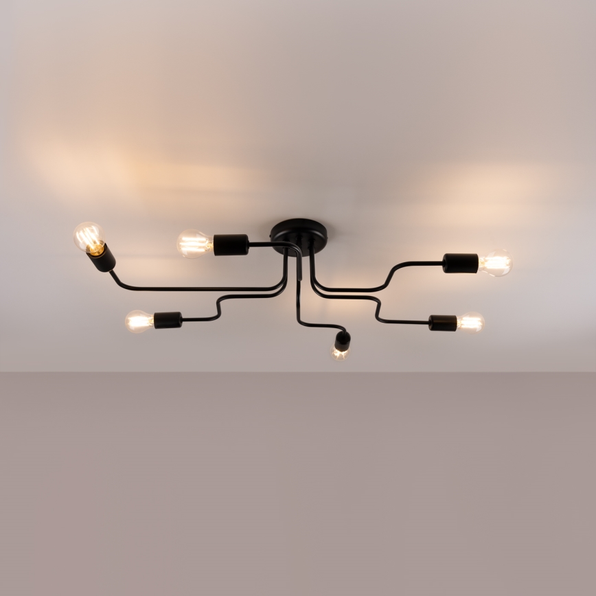 Přisazený lustr VECTOR 6xE27/15W/230V černá