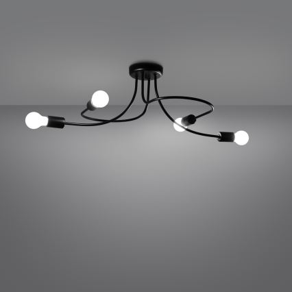 Lustr na tyči LEVAR 4xE27/15W/230V černá