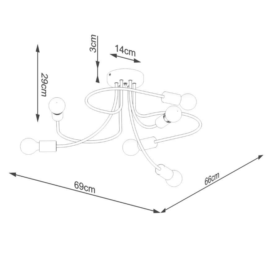 Lustr na tyči LEVAR 6xE27/15W/230V černá