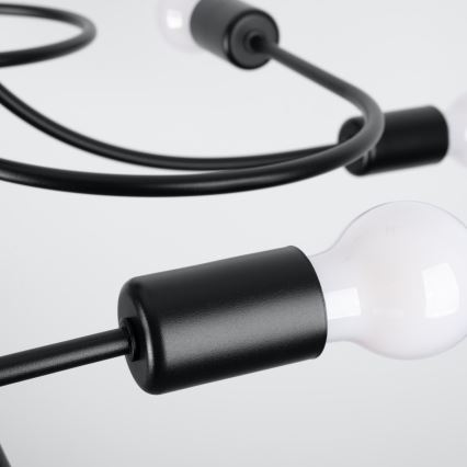 Lustr na tyči LEVAR 8xE27/15W/230V černá