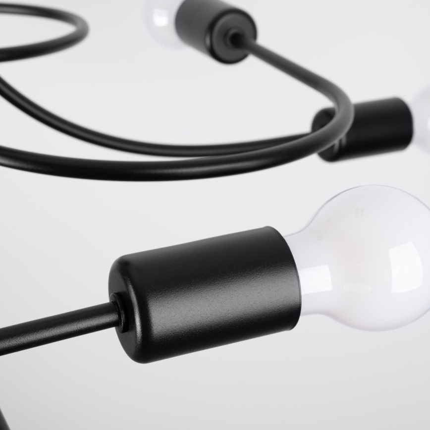 Lustr na tyči LEVAR 8xE27/15W/230V černá