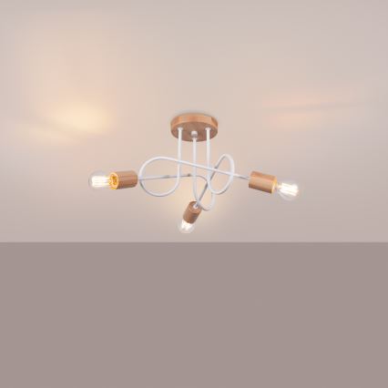 Přisazený lustr EMBER 3xE27/15W/230V bílá/béžová/buk