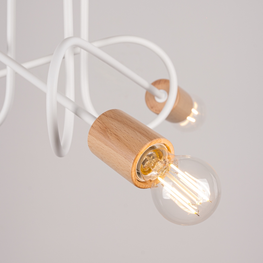 Přisazený lustr EMBER 3xE27/15W/230V bílá/béžová/buk