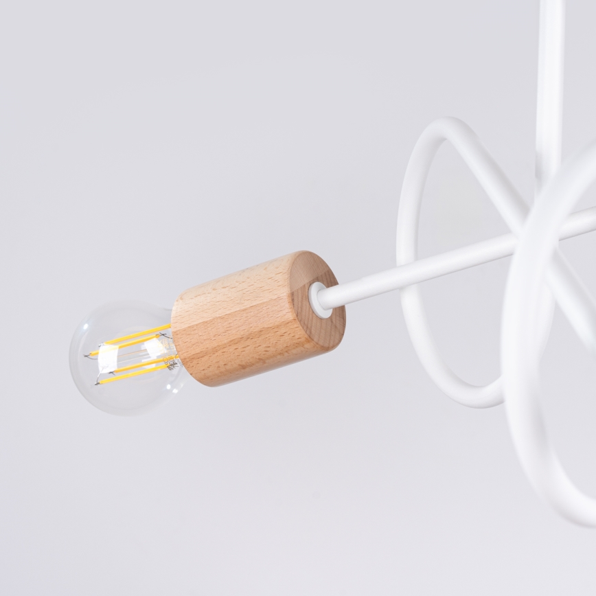Přisazený lustr EMBER 3xE27/15W/230V bílá/béžová/buk