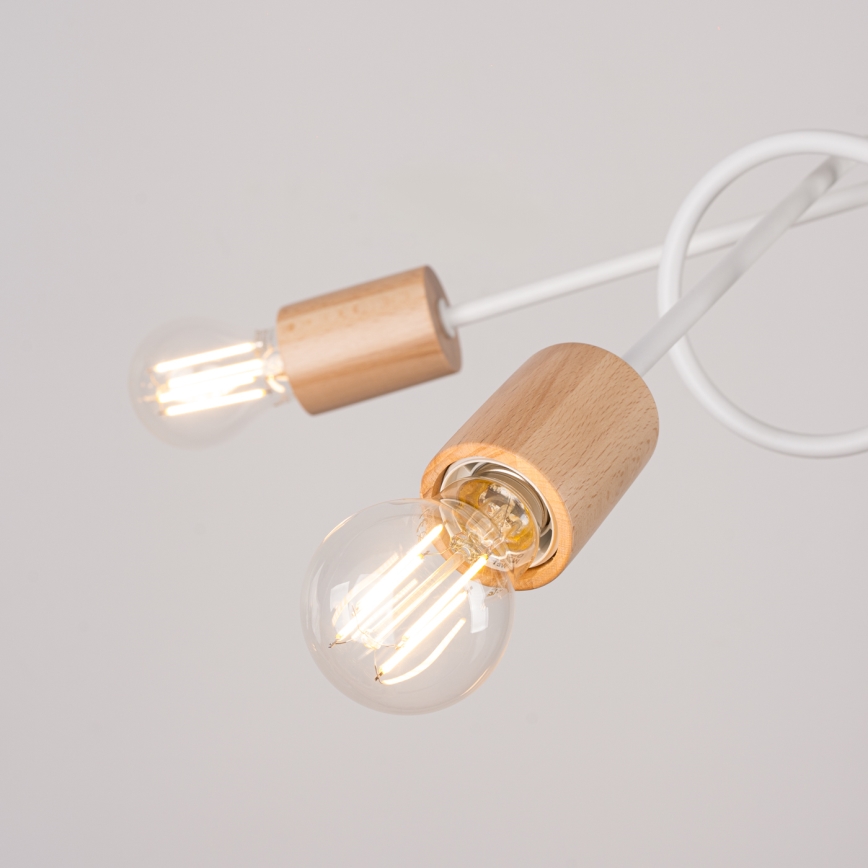 Přisazený lustr EMBER 5xE27/15W/230V bílá/béžová/buk