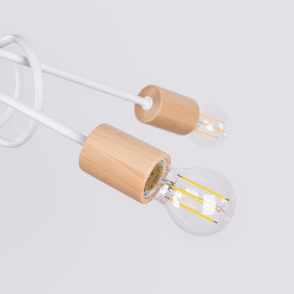 Přisazený lustr EMBER 5xE27/15W/230V bílá/béžová/buk