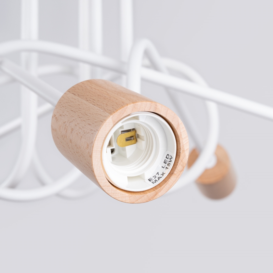 Přisazený lustr EMBER 5xE27/15W/230V bílá/béžová/buk