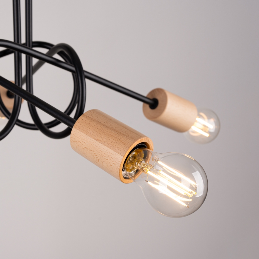 Přisazený lustr EMBER 5xE27/15W/230V černá/béžová/buk
