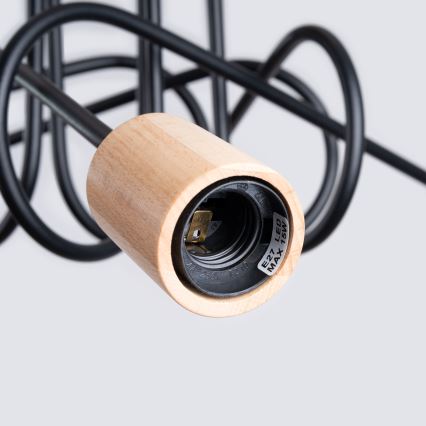 Přisazený lustr EMBER 5xE27/15W/230V černá/béžová/buk