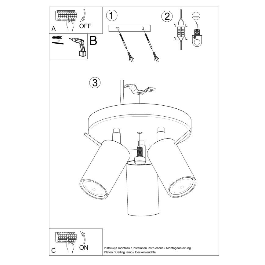 Bodové svítidlo RING 3xGU10/10W/230V červená