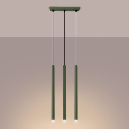 Lustr na lanku PASTELO 3xG9/8W/230V zelená