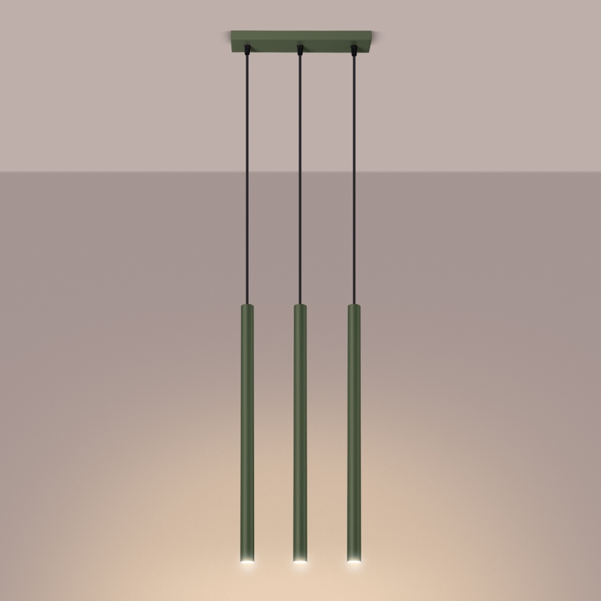 Lustr na lanku PASTELO 3xG9/8W/230V zelená