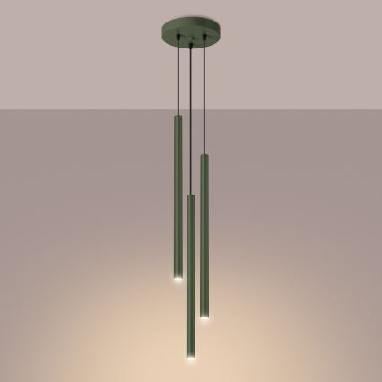 Lustr na lanku PASTELO 3xG9/8W/230V zelená