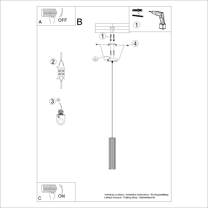Lustr na lanku KARBON 1xGU10/10W/230V bílá