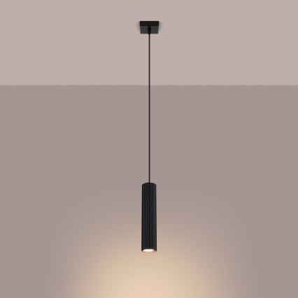 Lustr na lanku KARBON 1xGU10/10W/230V černá