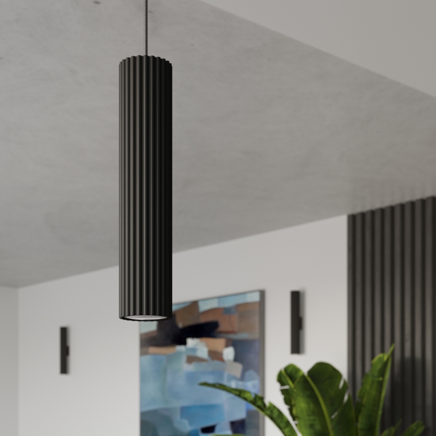 Lustr na lanku KARBON 1xGU10/10W/230V černá