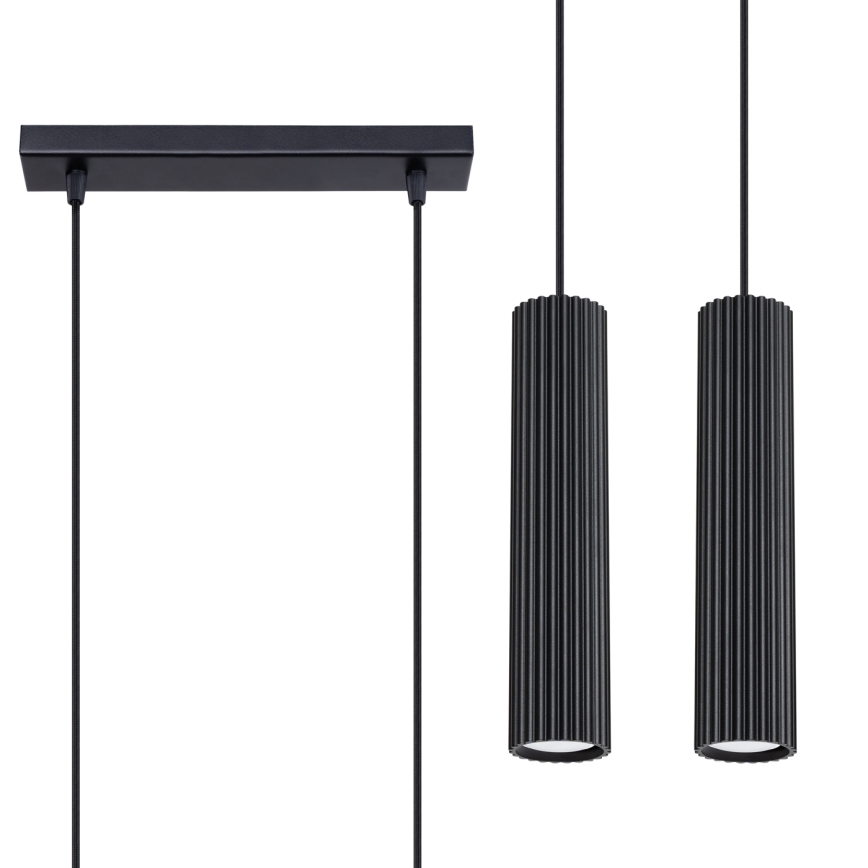 Lustr na lanku KARBON 2xGU10/10W/230V černá