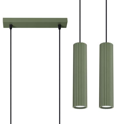 Lustr na lanku KARBON 2xGU10/10W/230V zelená