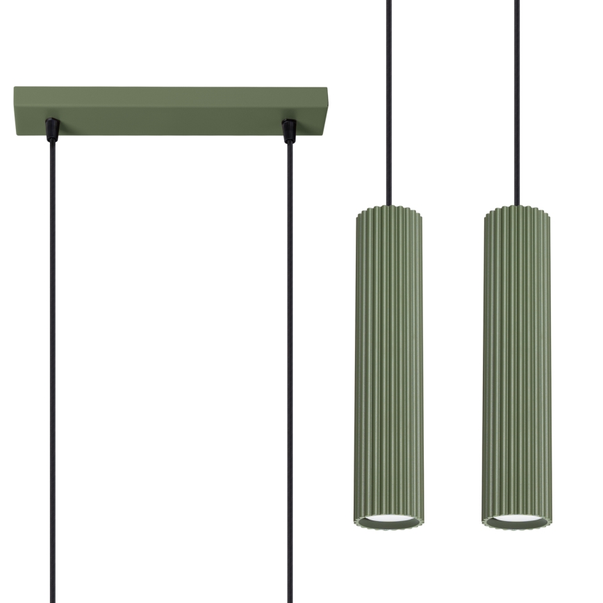 Lustr na lanku KARBON 2xGU10/10W/230V zelená